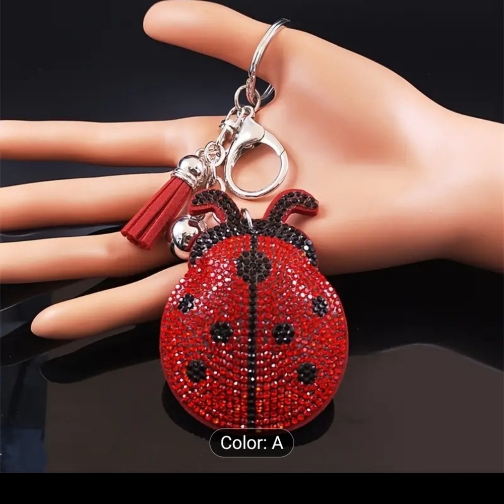 🆕️🐞 RHINESTONE LADYBUG HANDBAG CHARM / KEYCHAIN 🐞